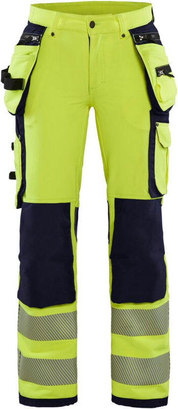 Hochsichtbarer Stretch-Arbeitshose Damen 4D 7197 - Neon Gelb / Marine 2XL - FR(50) - SE(C48) - Kurz