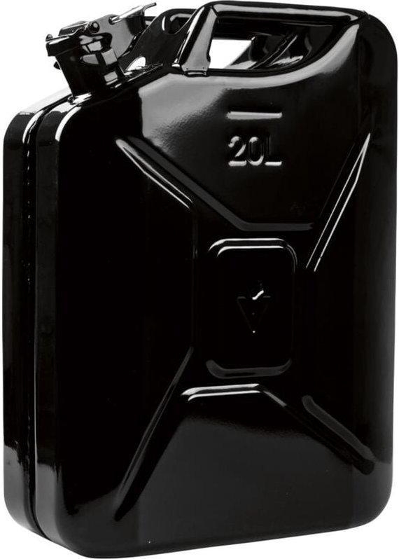 Kraftstoffkanister 20 l Schwarz ral 9005 Stahlblech 0,9 mm L345xB165xH470mm
