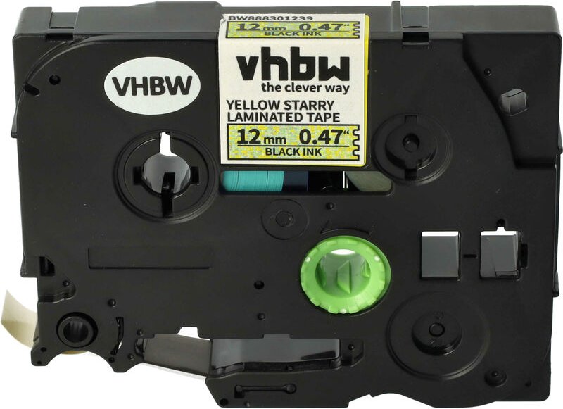 Vhbw - Schriftband-Kassette kompatibel mit Brother pt 2400, 2200, 2210, 2300, 2310 Etiketten-Drucker 8m x 12mm Schwarz a...