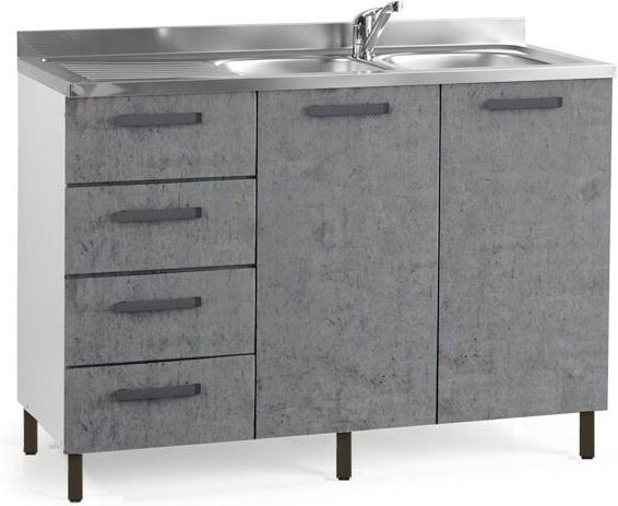 Webmarketpoint - Beton graue Küchenspüle 2 Türen m - ca. sx cm 120x50xH 85