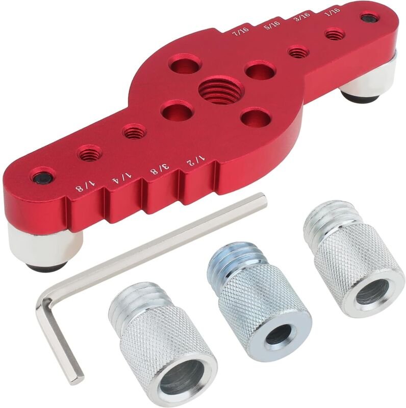 Selbstzentrierendes Bohrlehren-Set, 2-in-1-Bohrlehre für die Holzbearbeitung, Positionsanzeige mit Anreißnadel, selbstze...