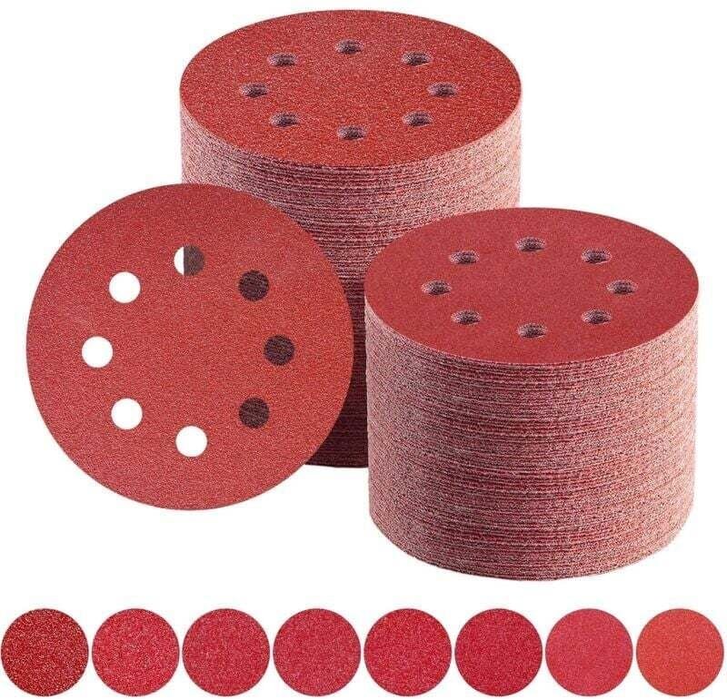 Ulisem 125 mm Schleifscheiben, gemischte Körnung 40/60/80/100/120/150/180/240, Schleifpapier, 80 Stück, 8 Löcher, Schlei...