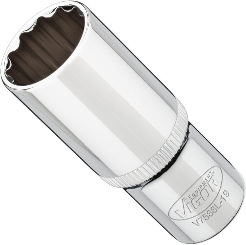 VIGOR Steckschlüsseleinsatz, lang, 3/8 (10 mm) Vierkant hohl, Außen Doppelsechskant Profil, SW 19 mm