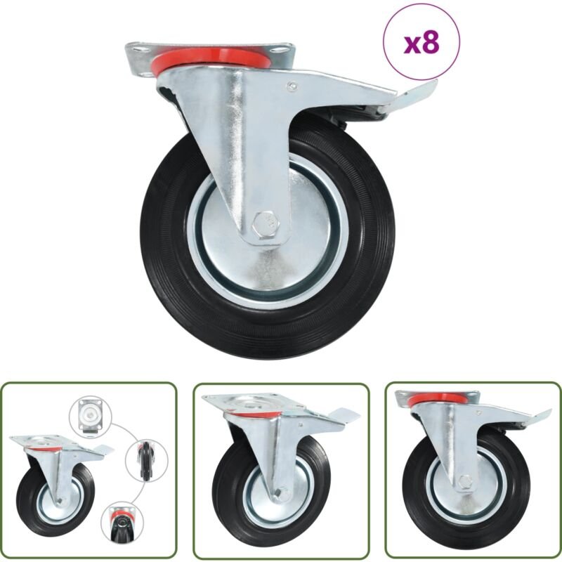 Thumbnail - The Living Store - vidaXL 8 Stk. Lenkrollen 200 mm