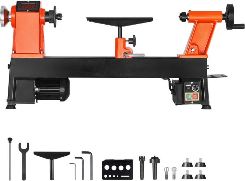 Mophorn Drechselbank mit 1 PS/750 W, Holzdrehmaschine mit variabler Drehzahl von 0 bis 3800 U/min, 304 x 465 mm Werkbank...