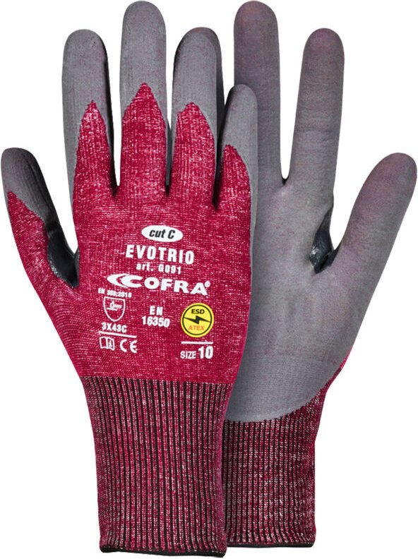 Thumbnail - Evotrio Schutzhandschuhe - 8 (m) - Schwarz / Rot - Cofra