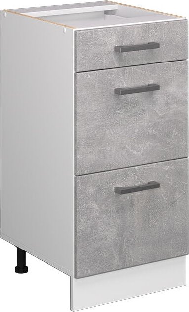 Küchenunterschrank R-Line, Beton, 40 cm mit Schubladen, ohne Arbeitsplatte Vicco