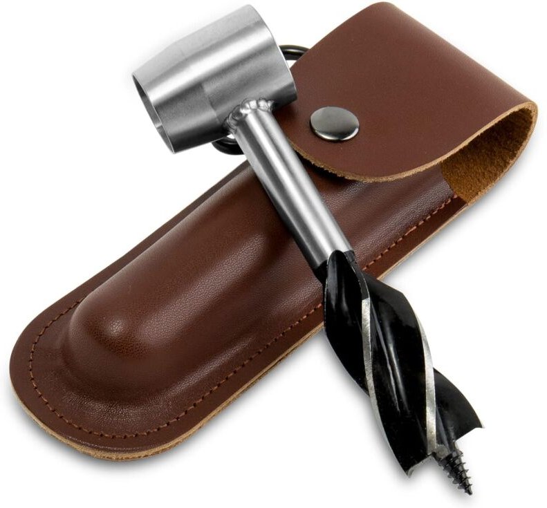 Crediri Bushcraft-Handbohrer für die Holzbearbeitung – Mehrzweck-Spiralbohrer mit Lederetui, Hand-Überlebenswerkzeug, Sc...