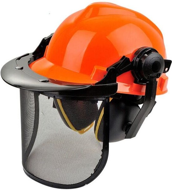 Forstschutzhelm mit Kinnschutz. EN397 Reflektierender, belüfteter, leichter Arbeitshelm für Forstwirtschaft, Bauwesen, E...
