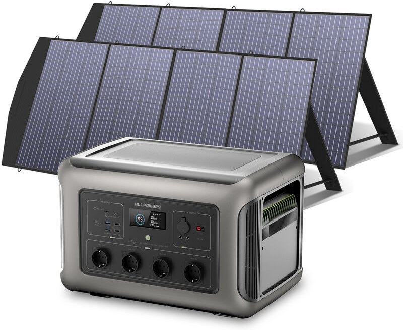 Allpowers - Home Battery Power Station LiFePO4 3168 Wh, Voice Control With 2Pcs 200W Solar Panel For Home Backup Outdoor...