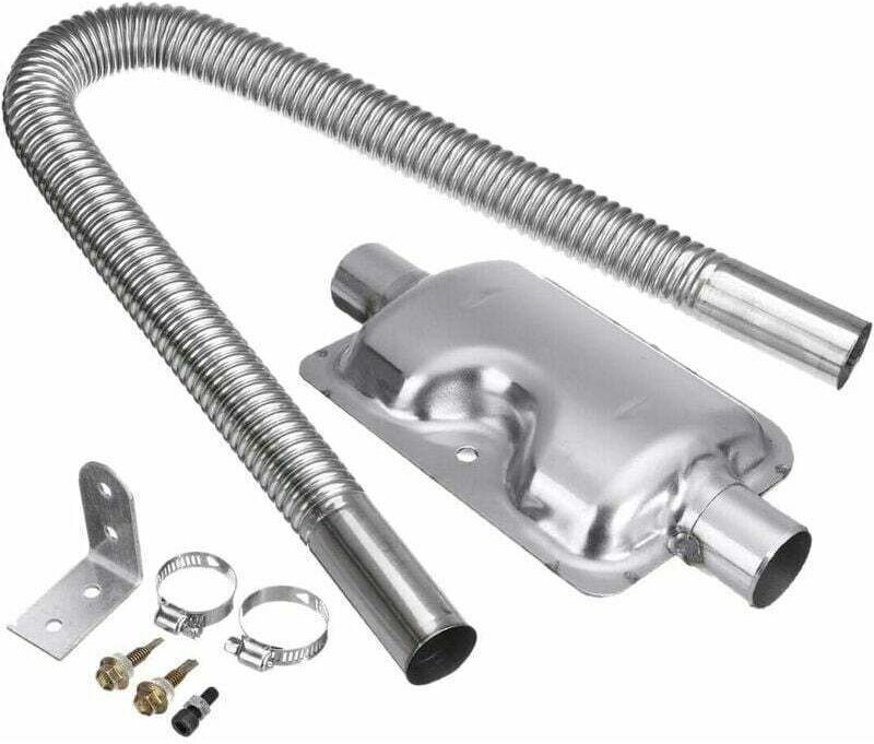 KZQ - 60 cm Edelstahl-Auspuffrohr für Rohölmotor-Lufterhitzer und 24 mm Schalldämpfer-Kit für Autoheizungszubehör