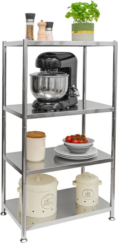 4 Ebenen Edelstahl Regal - 61x36x113 Schwerlastregal bis 60kg Metallregal Küche