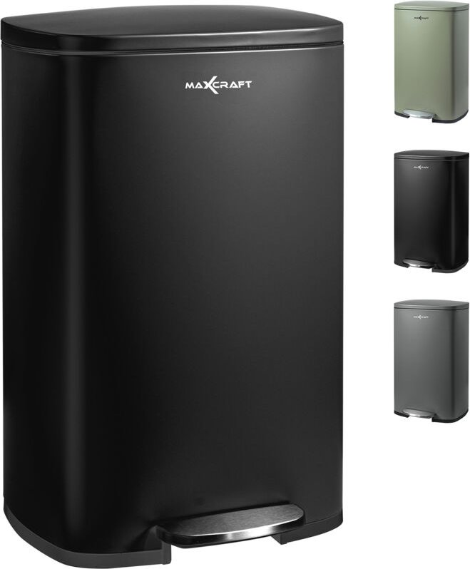 Maxcraft - Mülleimer / Treteimer mit Soft Close Deckel - 50 Liter in Schwarz