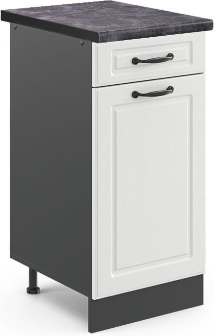 Vicco - Küchenunterschrank R-Line, Weiß Landhaus, 40 cm , ap Anthrazit