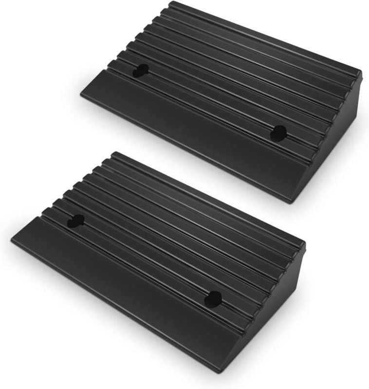 Fitags - 2 Stück Gummi-Bordsteinrampe Auffahrrampe, Gummirampen Schwellenrampe Auffahrhilfe (48.7 x 24 x 10cm)