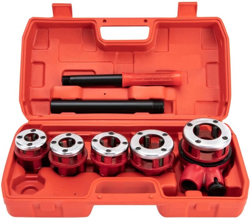 Gewindeschneidkluppe 5 Schneideisen (3/8", 1/2", 3/4", 1", 1-1/4") Rohrgewindeschneidsatz Rohrgewindewerkzeugsatz, Schne...