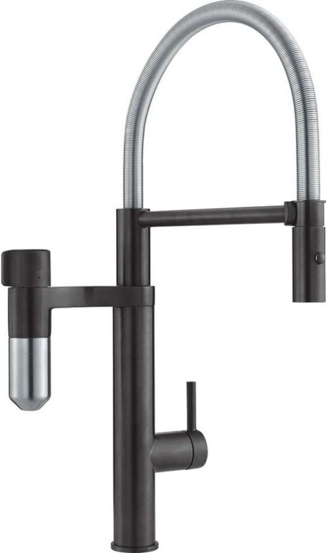 Franke Filter-Armaturen - Spültischarmatur Vital Tap mit Filter, flexiblem Arm und Brause, schwarz matt/Edelstahl 120.06...