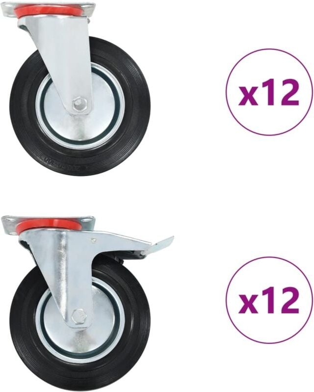 24 Stk. Lenkrollen 200 mm Vidaxl