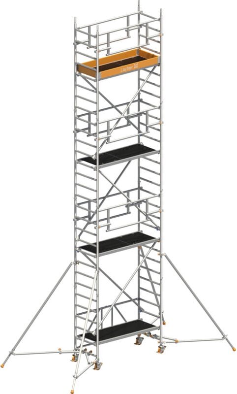 Layher Rollgerüst ZIFA P2 Safety Plus mit Doppelgeländer und ausziehbaren Gerüststützen 8,61m AH