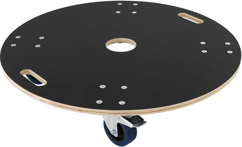 ECD Germany Transportroller rund Ø77x14,5 cm mit Siebdruckplatte und 2 gebremsten Rollen, 800kg Tragkraft, Rollbrett Möb...