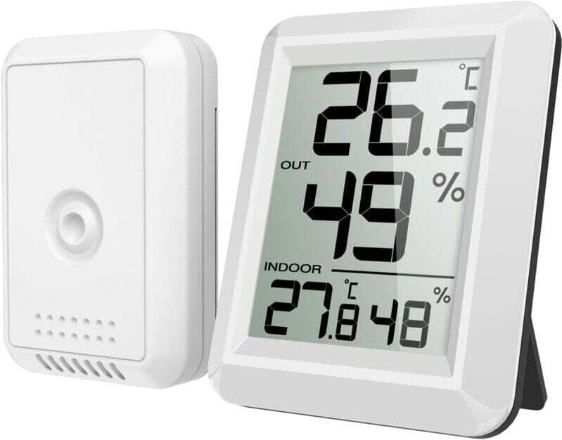 XVX - Innen- und Außenthermometer, angeschlossenes Thermometer mit kabellosem Außensensor, digitales Hygrometer-Thermome...
