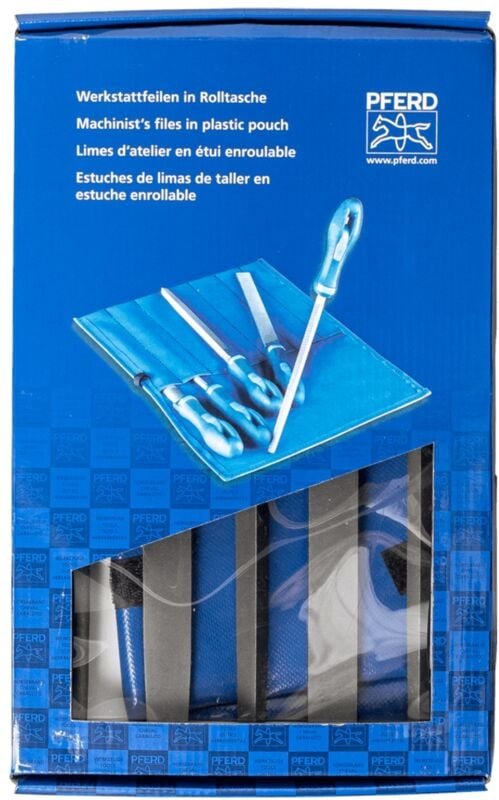 Werkstattfeilen-Set wru 5-tlg. in Rolltasche 250mm Hieb 3 für Feinbearbeitung, Schlichten - Pferd