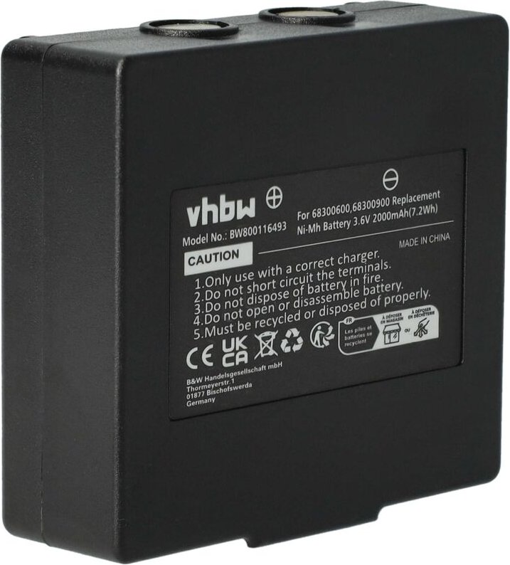Vhbw - 1x Akku kompatibel mit Potain P-63418-95 Industrie-Funkfernsteuerung Fernbedienung (2000 mAh, 3,6 v, NiMH) - Schw...