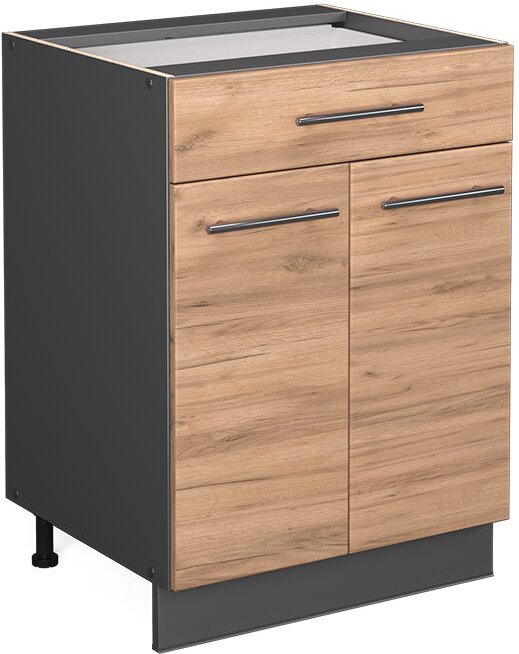 Küchenunterschrank Fame-Line, Goldkraft Eiche, 60 cm mit Schublade, ohne Arbeitsplatte Vicco