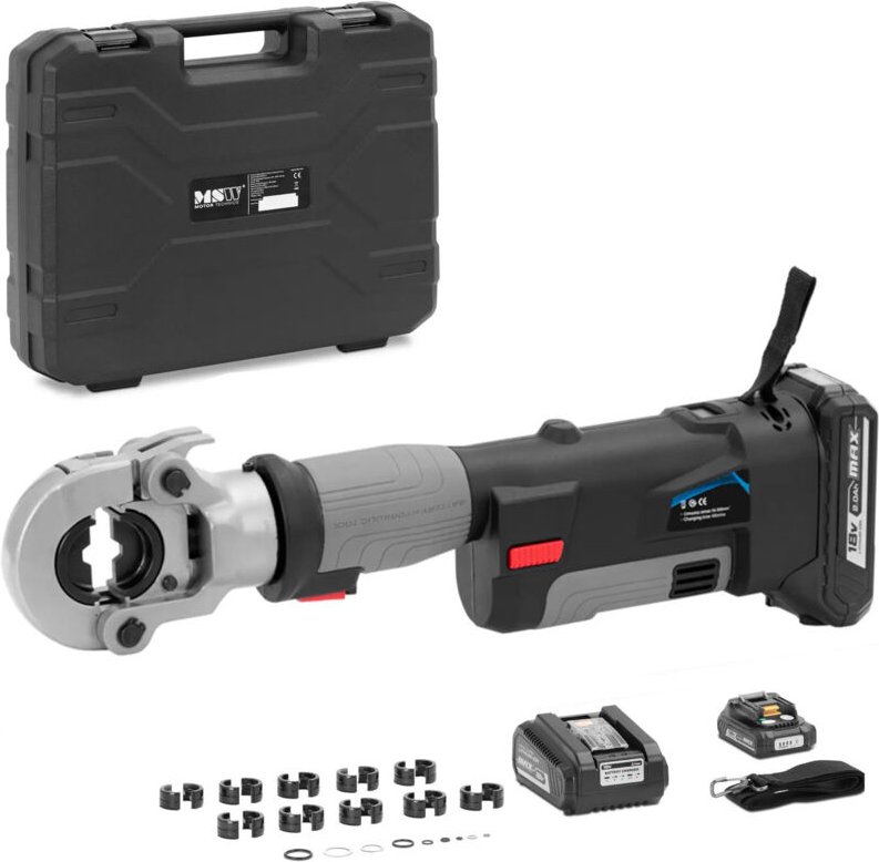 MSW - Crimpzange hydraulisch 16 bis 300 mm² 60 kN OLED-Display led Akku-Presszange