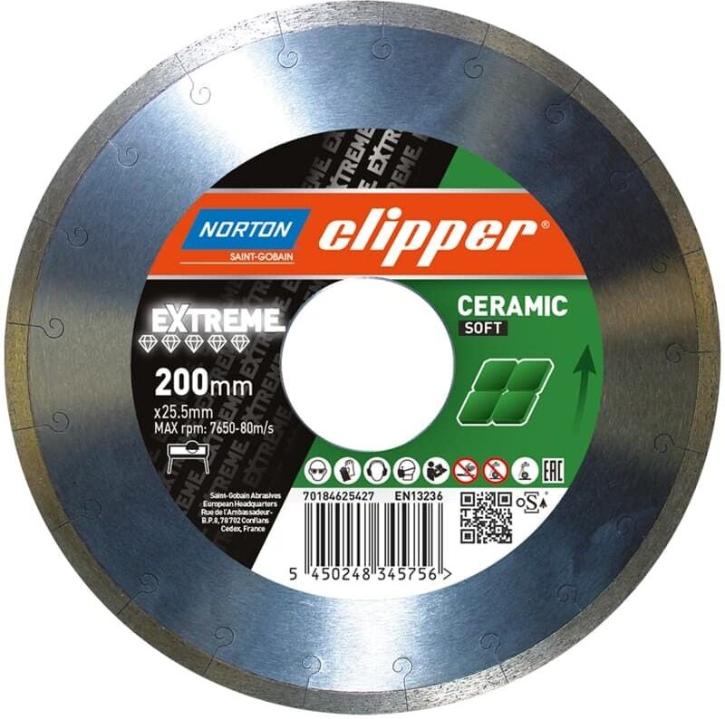 Norton Clipper Diamant Trennscheibe EXTREME CERAMIC SOFT 200 x 25,4 mm