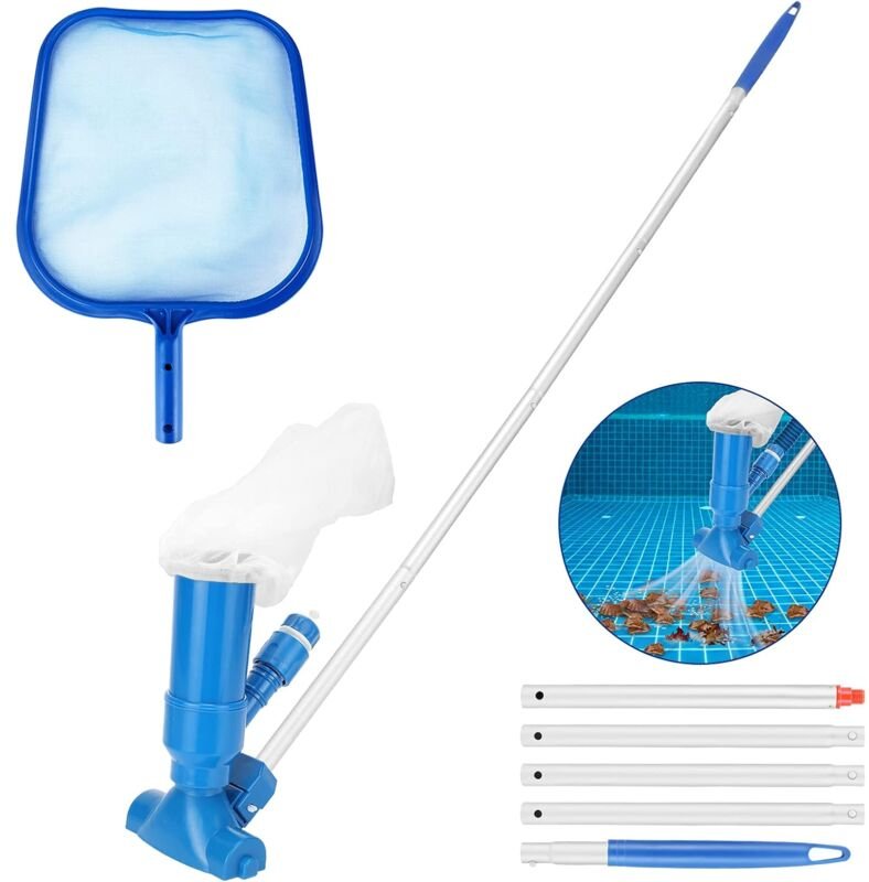 Pool-Staubsauger, Handstaubsauger für Pools mit 5-teiliger Stange, tragbarer Jet-Pool-Staubsauger, für Spa, Teich, Schwi...