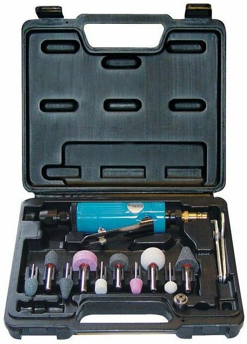 Güde Druckluft Einhandstabschleifer Set 15-tlg. Stabschleifer Geradeschleifer