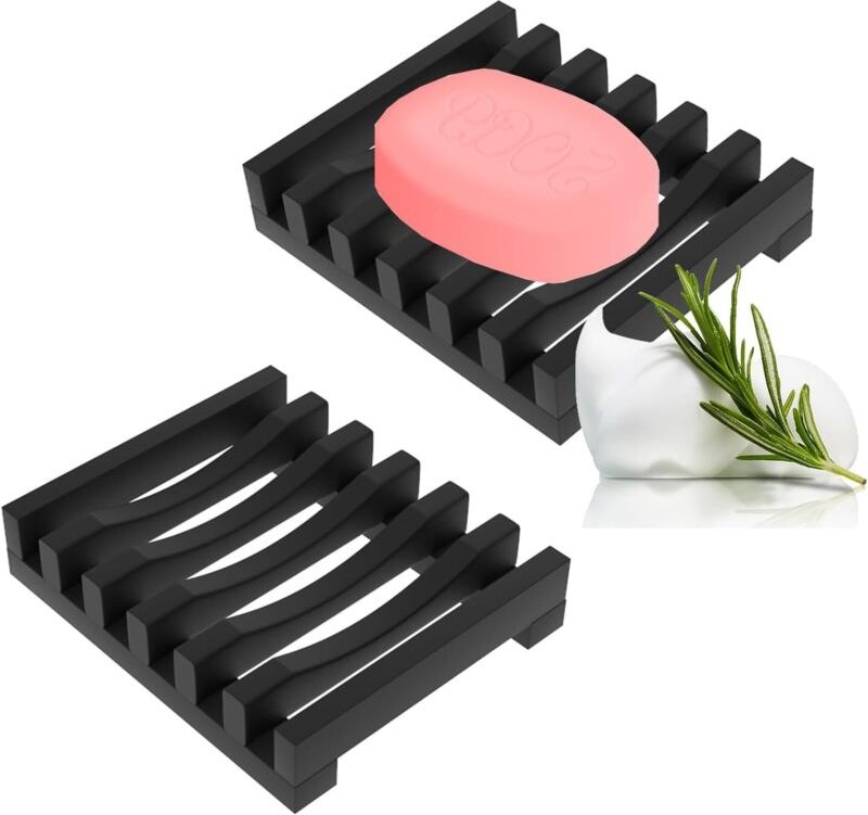 Linghhang - 2er-Set Seifenschalen aus Silikon, leicht zu reinigen und zu trocknen, geeignet für Dusche, Waschbecken und ...