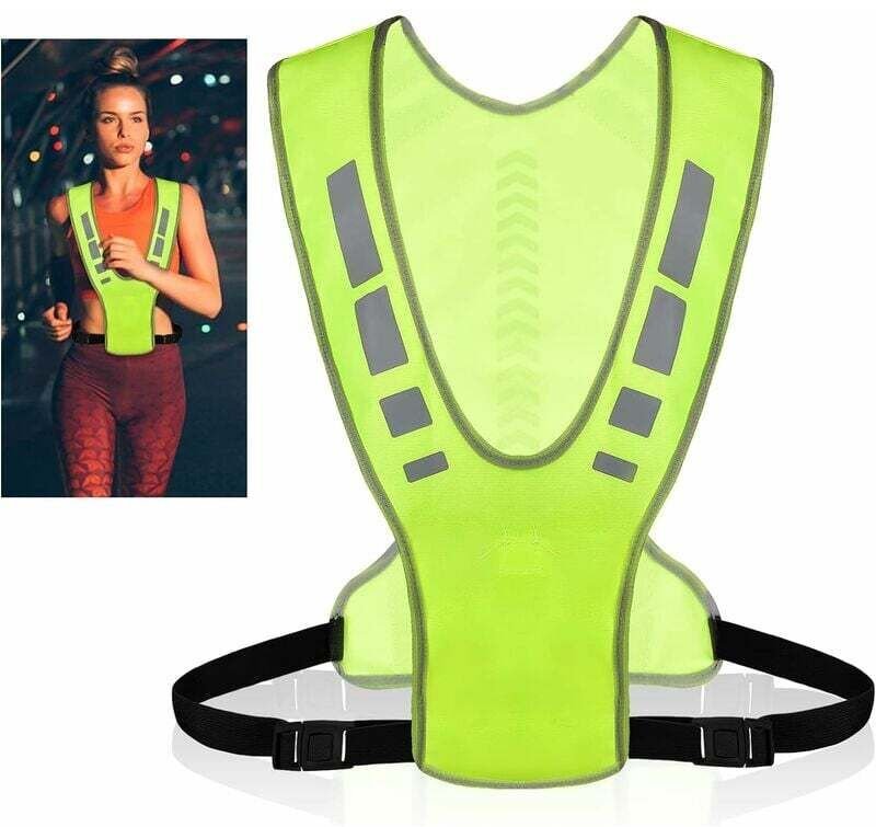 Reflektierende Laufweste, verstellbare, gut sichtbare Fahrrad-Reflektorweste mit Reflektorschnallen, leichte fluoreszier...