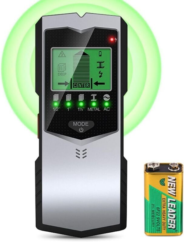 Elektrischer Kabeldetektor, 5-in-1-Wanddetektor, LCD-Display mit Batterie, Wandmetalldetektor, Materialdetektor mit Audi...