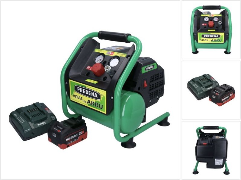 Prebena VITAS 100-AKKU Kompressor 18 V 5 l 8 bar CAS Brushless + 1x Akku 5,5 Ah + Ladegerät
