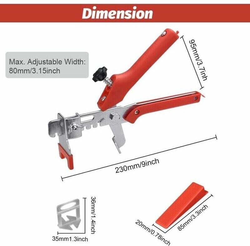 Fliesen-Nivelliersystem, Fliesen-Nivellierkeil, 300 Stück, Nivellier-Abstandshalter, Clip, selbstnivellierendes System, ...
