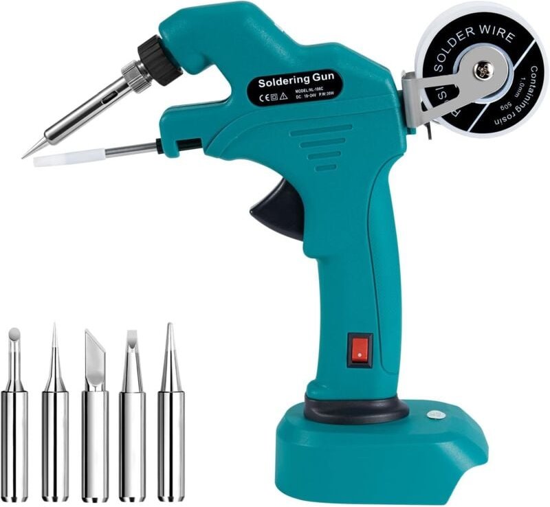 Makita 18 V 30 W Akku-Lötkolben, Lötpistole mit 5 Spitzen und Lötdraht, Akku-Lötkolben-Set, für die Reparatur von Hausha...