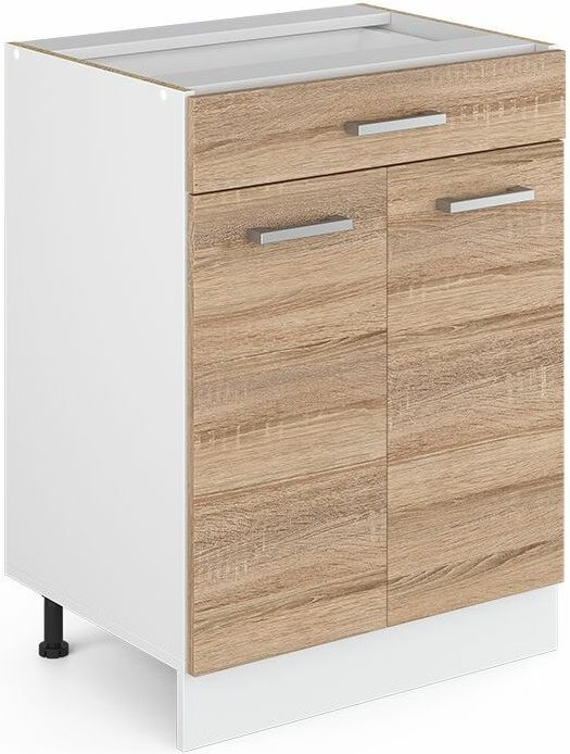 Küchenunterschrank R-Line, Sonoma, 60 cm mit Schublade, ohne Arbeitsplatte Vicco