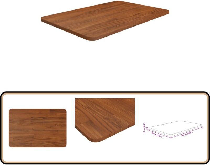 Waschtischplatte Dunkelbraun 60x40x1,5 cm Massivholz Behandelt - Waschtischplatte - Eiche - Holz Platte - Arbeitsfläche ...