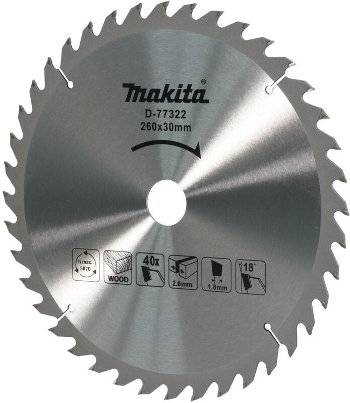 Thumbnail - Tct Sägeblatt 260x40Zx30 mm - D-77322 - Makita