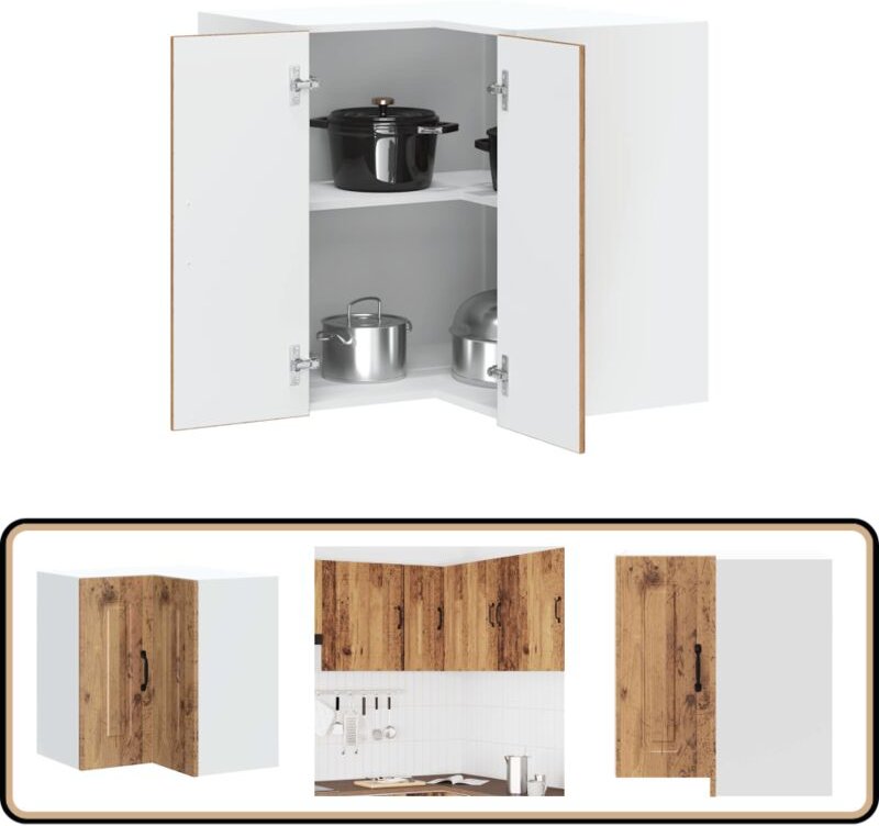 Küchen-Eckhängeschrank Kalmar Altholz-Optik Holzwerkstoff - Vidaxl