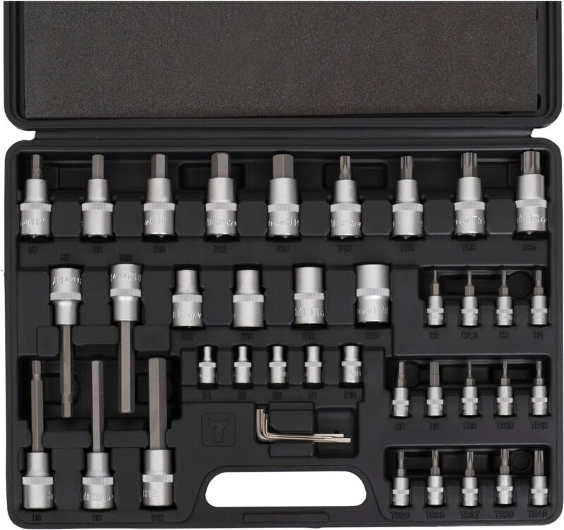 Bit Steckschlüssel-Satz, 42-teilig, 1/2 Zoll und 1/4 Zoll, für Sechskant und Torx, Winkelschlüssel, für Nutzung auch in ...