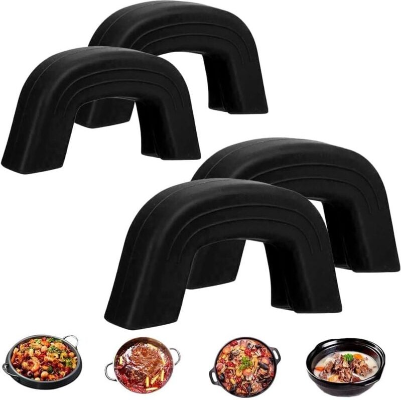 Set mit 4 Topflappen aus Silikon für die Küche – hitzebeständiger Fingerschutz für Töpfe, Bratpfannen, Ofenbleche, Woks ...