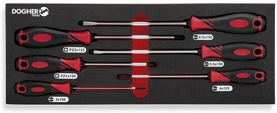 Tablett kombinierbar mit 6 Schlitzschraubendrehern und pz, rutschfest Dogher 351-081