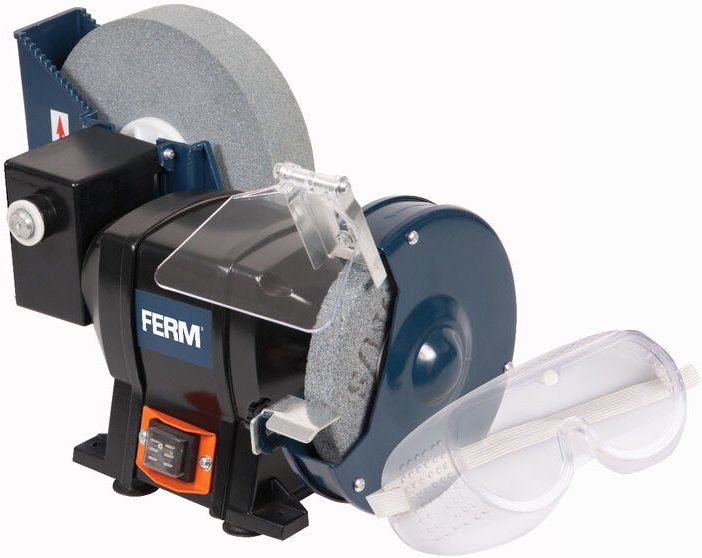 Nass und Trockenschleifmaschine - Doppelschleifmaschine 250W - 150mm - Incl. P80 (Nass) und P36 (Trock) Schleifstein, Sc...