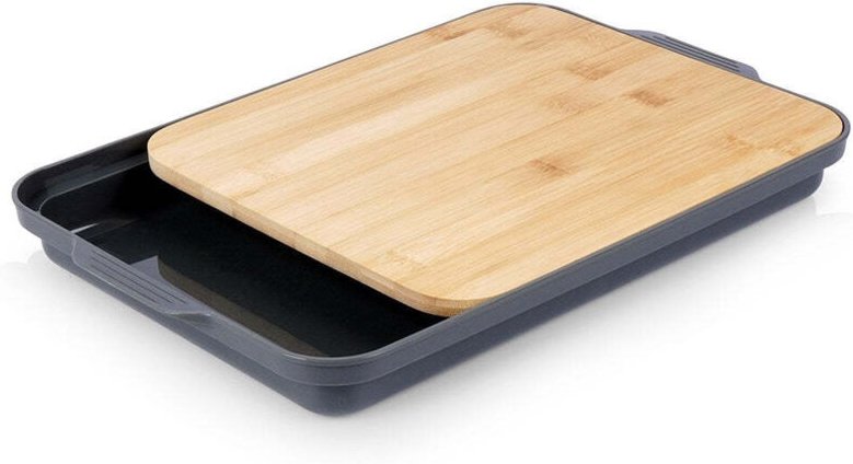 Excellent Houseware - Schneidebrett aus Bambus mit Auffangschale, 37 x 24 cm