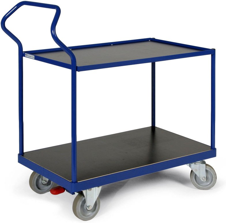 Protaurus ERGOTRUCK-Tischwagen mit 2 Ladeflächen und Schiebebügel 500kg Tragkraft 1000x600mm Bordleiste oben