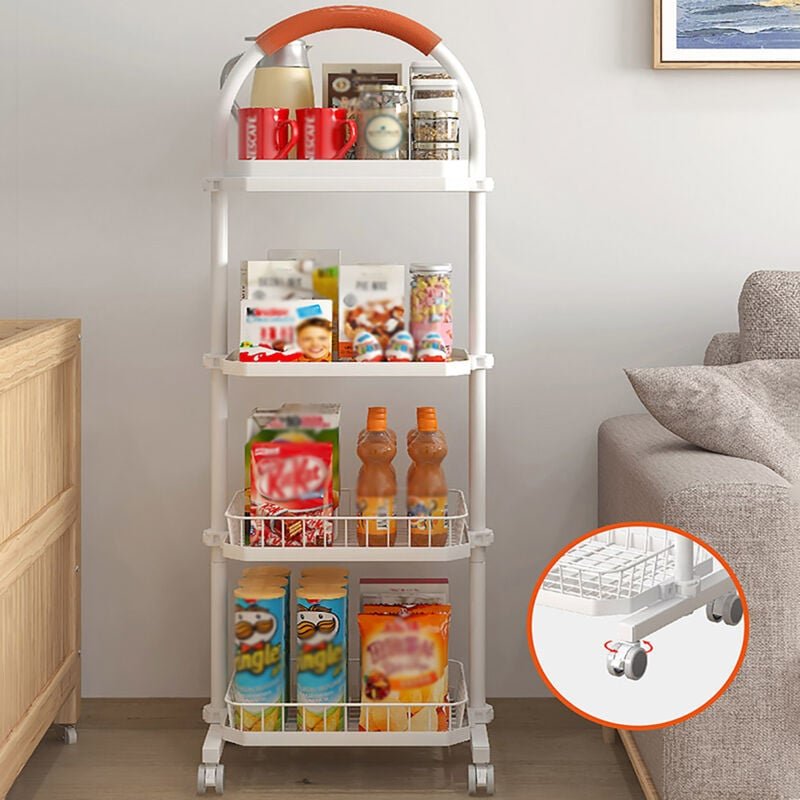 Aufbewahrungsregal 40 x 25 x 103 cm, vertikales Regal mit vier Ebenen, ausgestattet mit zwei Regalböden und zwei Körben,...