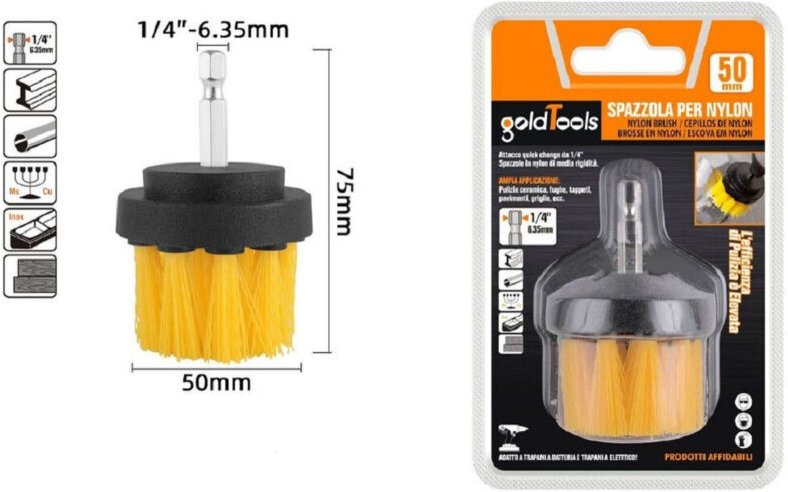 Trade Shop Traesio - Trade Shop - nylonbürste 50 mm 1/4' anschluss drehbohrmaschine zum reinigen 57237 -